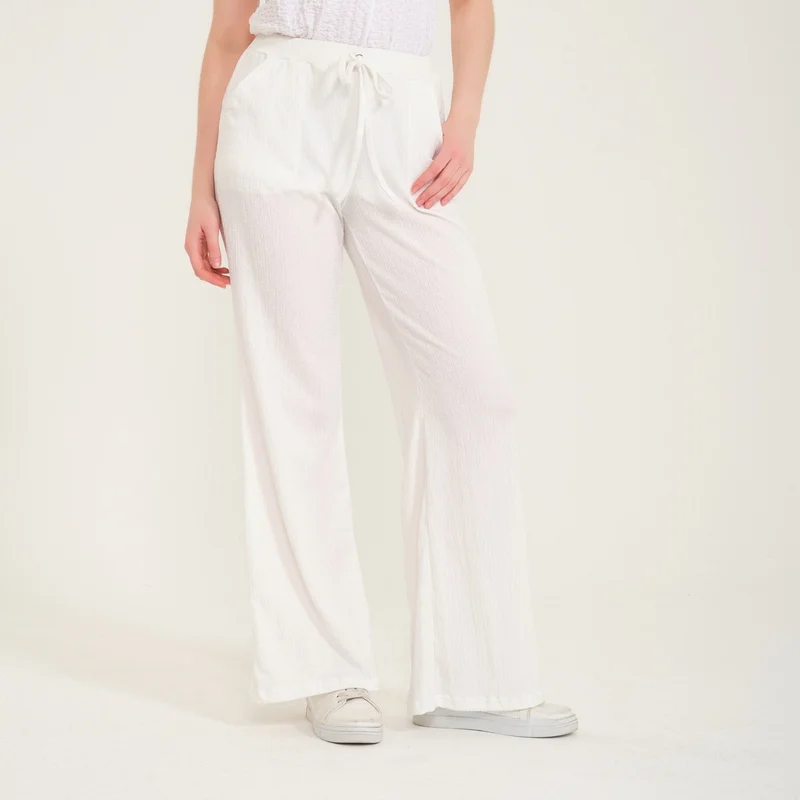 Barbora Casual Summer Comfortable Cut Women's Trousers BT239WHITE2