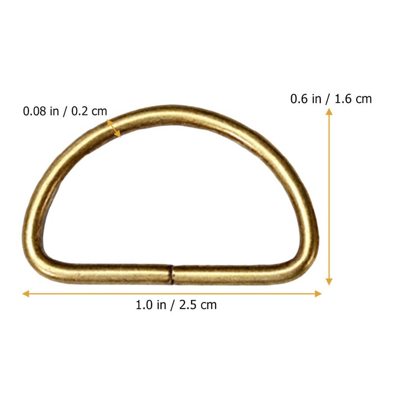20PCS Metal Shoulder Strap D Ring Multipurpose Bag Webbing Ring Accessories for Luggage Clothes Backpack Belt (Bronze) - Image 2