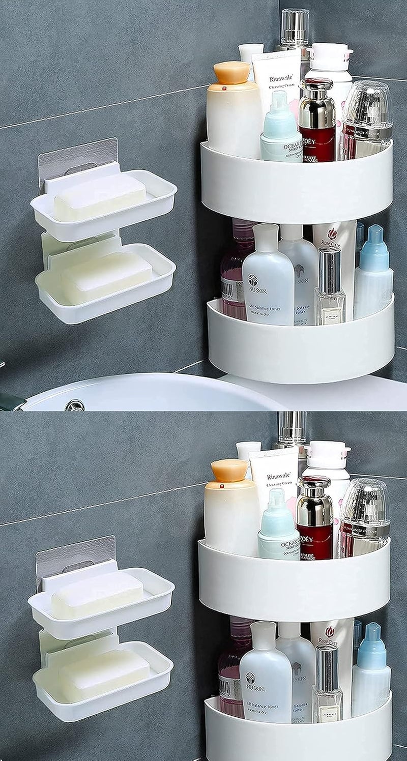 SHOPITECH Bathroom Shelf Wall Mounted Bathroom Kitchen No Drill Storage Rack Super Adhesive Bathroom Rack Shelf 4 Corner Shelf 4 Soap Shelf - Image 1