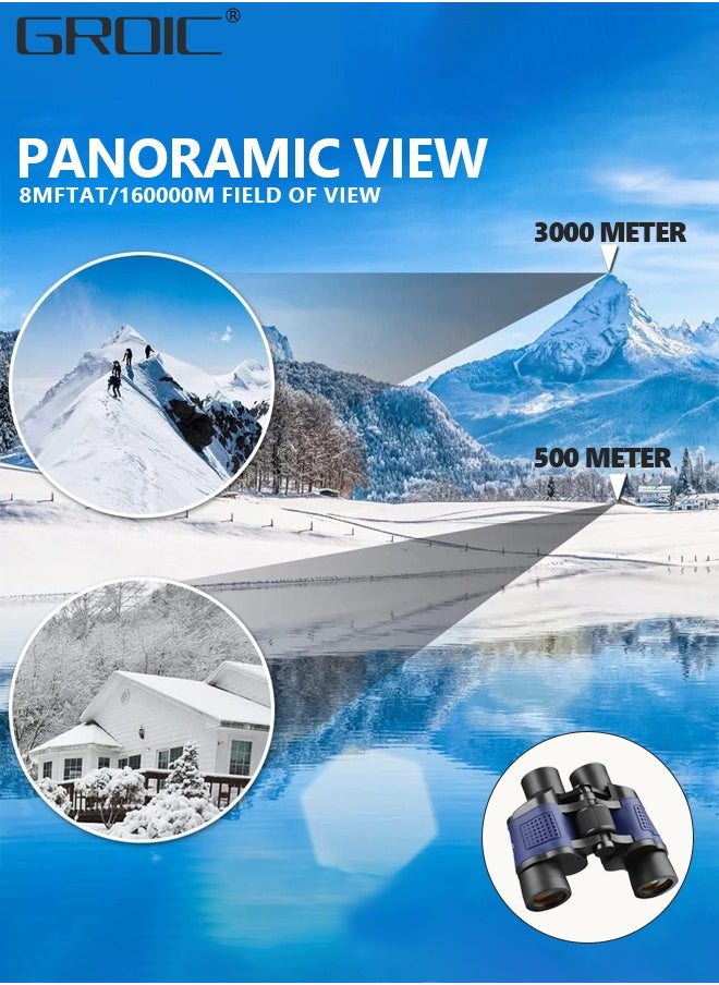 GROIC 60X60 Binoculars for Adults with Low Light Night Vision Professional Waterproof High Power Optical Telescope for Stargazing Bird Watching Concerts Football Sightseeing Hunting  - Image 2
