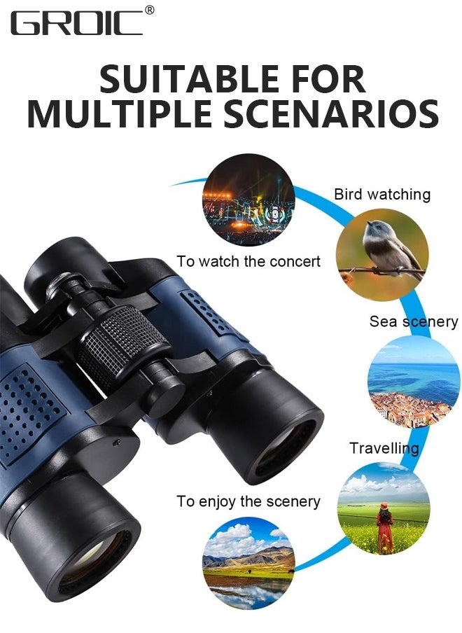 GROIC 60X60 Binoculars for Adults with Low Light Night Vision Professional Waterproof High Power Optical Telescope for Stargazing Bird Watching Concerts Football Sightseeing Hunting  - Image 5