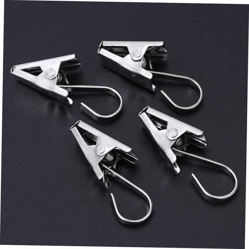 60 PCS Stainless Steel Curtain Hooks No Drilling Hard Wire Hanger Clips for Bathroom Bedroom Dorm Decor - Image 5