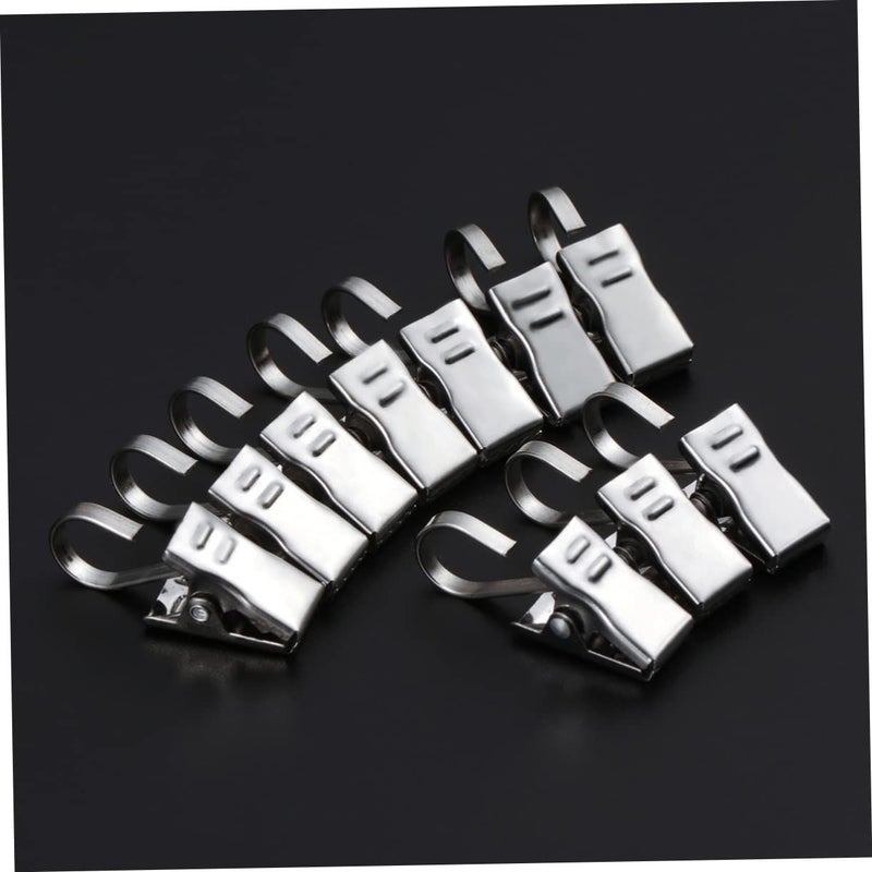60 PCS Stainless Steel Curtain Hooks No Drilling Hard Wire Hanger Clips for Bathroom Bedroom Dorm Decor - Image 3