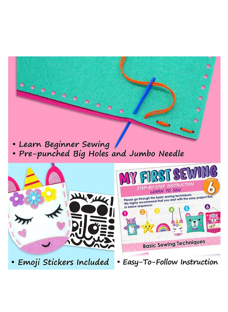 Generic Sewing Kit for Kids First Sewing Kit for Girls DIY Craft Kits Purse Bags Picture Frame Pen Holder Learn to Sew with Instructions and Sewing Supplies Toddler Gifts - Image 4