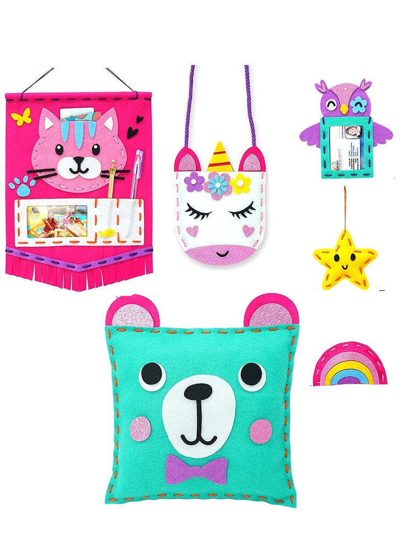 Generic Sewing Kit for Kids First Sewing Kit for Girls DIY Craft Kits Purse Bags Picture Frame Pen Holder Learn to Sew with Instructions and Sewing Supplies Toddler Gifts - Image 1