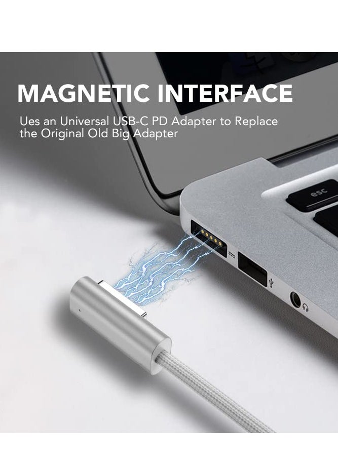 SYOSI - USB C Magnetic Right Angle Adapter USB C 2 T-Tip Cable Cord 1.8M PD 60W 100W Power Fast Head Charging Compatible with Old MacBook Pro After 2012 Year for Magsafe2 C - Image 1
