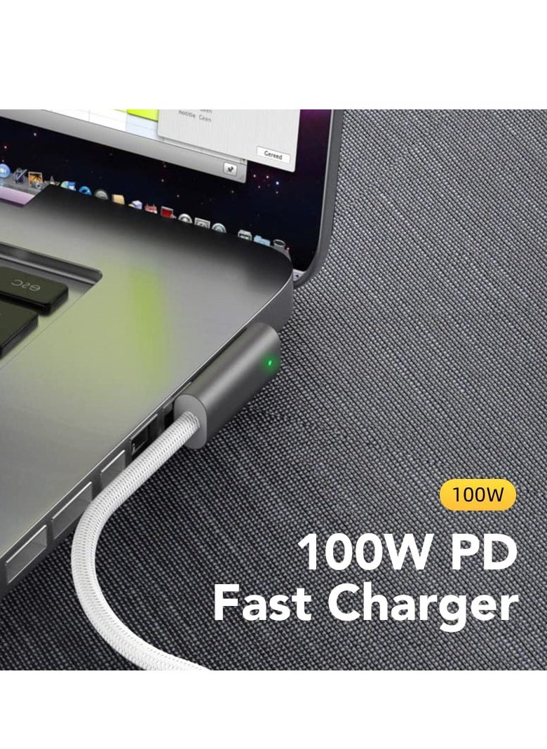 SYOSI - USB C Magnetic Right Angle Adapter USB C 2 T-Tip Cable Cord 1.8M PD 60W 100W Power Fast Head Charging Compatible with Old MacBook Pro After 2012 Year for Magsafe2 C - Image 1