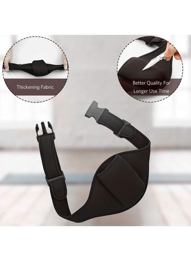 حقيبة حزام ميكروفون لمدرب اللياقة البدنية مكونة من قطعتين وحقيبة حمل وحقيبة خصر قابلة للتعديل مصنوعة من مادة النيوبرين وحزام ممتص للعرق للمسرح ومكبرات الصوت باللون الأسود الكلاسيكي - Image 3