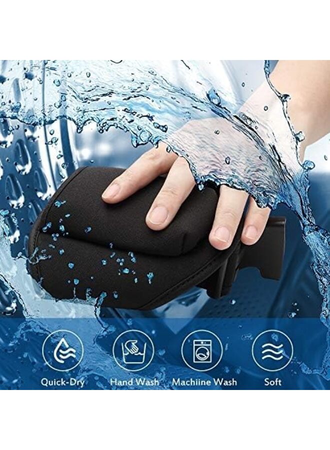 حقيبة حزام ميكروفون لمدرب اللياقة البدنية مكونة من قطعتين وحقيبة حمل وحقيبة خصر قابلة للتعديل مصنوعة من مادة النيوبرين وحزام ممتص للعرق للمسرح ومكبرات الصوت باللون الأسود الكلاسيكي - Image 4