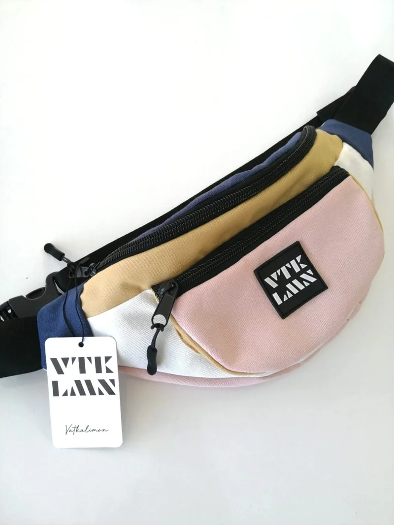 Vatkalimon Pink Cream Colored Shoulder and Waist Bag