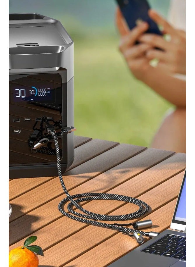 GREEN LION 6 in1 USB-C Charging Cable 60W PD / LED Light & SOS / 1.2m Multifunctional Travel Cable for Fast Charge & Data Sync - Gray - Image 4