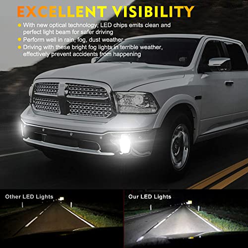 Atubeix Ram 1500 LED Fog Lights 2013-2018 New Version fog lamps for Dodge Ram 1500 2013 2014 2015 2016 2017 2018 Truck Bumper Lamps Driving Accessories 2 pcs (Chrome) - Image 5