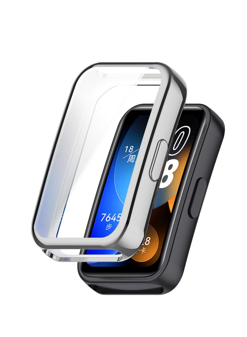 Case Protector Compatible with Huawei Band 8 Watch Full TPU Case Protector with TPU Screen Coverage (Silver) - Image 1