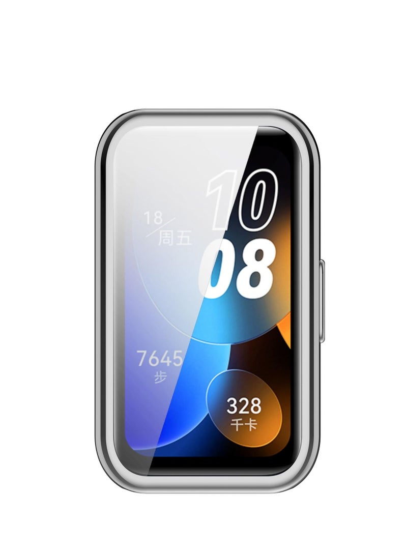 Case Protector Compatible with Huawei Band 8 Watch Full TPU Case Protector with TPU Screen Coverage (Silver) - Image 4