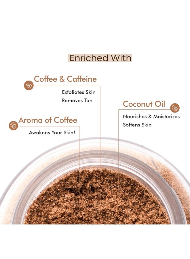 MCaffeine mCaffeine Exfoliating Coffee Body Scrub Powder Jar for Tan Removal&Soft-Smooth Skin|De-Tan Bathing Scrub With Coconut Oil,Removes Dirt&Dead Skin From Neck,Knees,Elbows&Arms| All Skin Types-100Gm  - Image 3