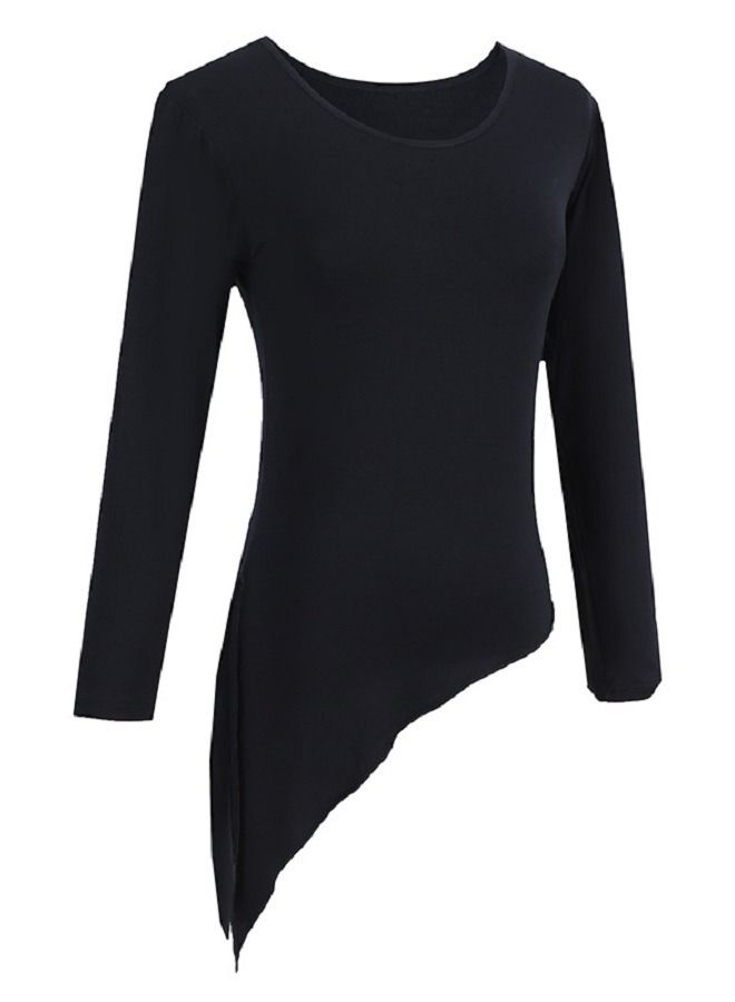 Loquat Women's Dance Practice Clothes With Irregular Split Tops And Long Sleeves 