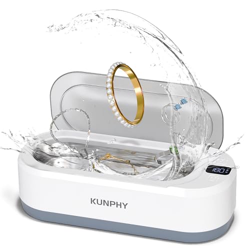 KUNPHY Upgraded KUNPHY Ultrasonic Jewelry Cleaner, 350ML 48KHz Professional Ultrasonic Cleaner Machine with 3 Digital Timers, Touch Operation for Eyeglass, Watches, Ring, Silver, Gold, Diamond - Image 1