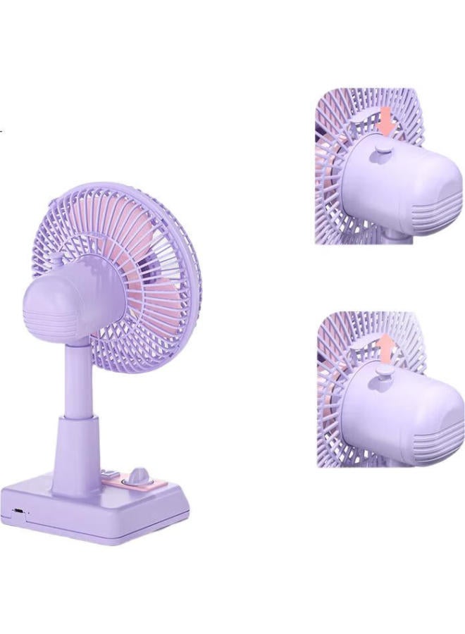 Newmine Desktop Fan Quiet Electric Fan Usb Rechargeable Long Battery Life Tabletop Oscillating Fan Large Fan Blade High Wind Power Cooling Fan Office Student Dormitory Portable Small Fan Lake Blue - Image 1