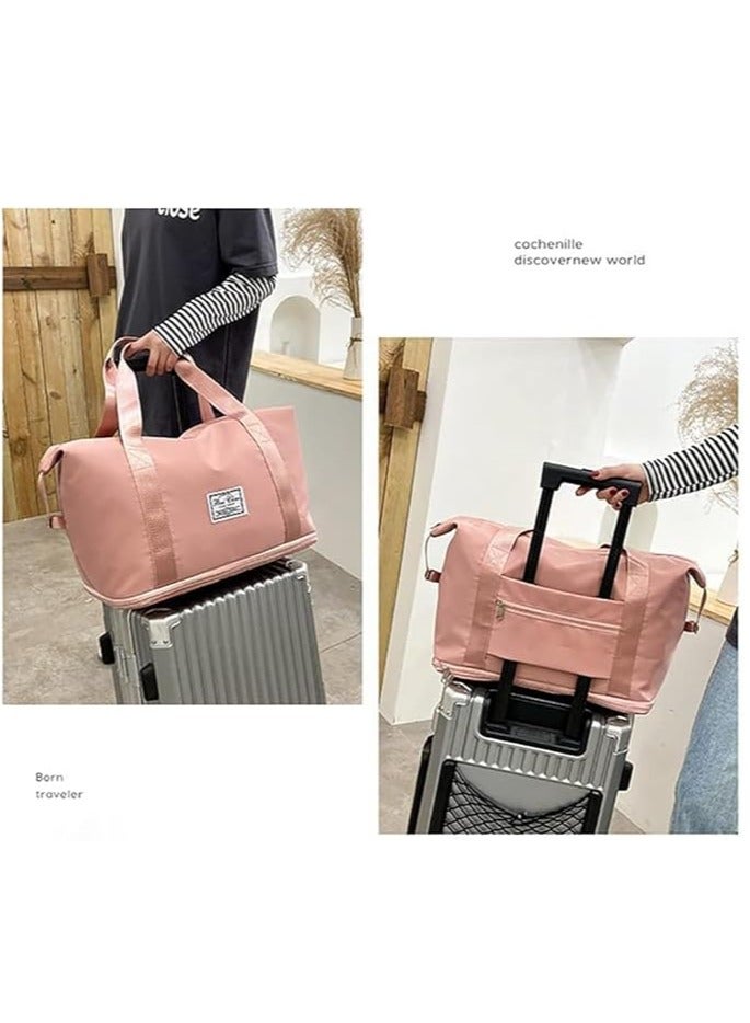 Large Capacity Folding Travel Bag, Waterproof Lightweight Gym Bag with Wet and Dry Separation Bag, for Travel, Sports, Gym Bags