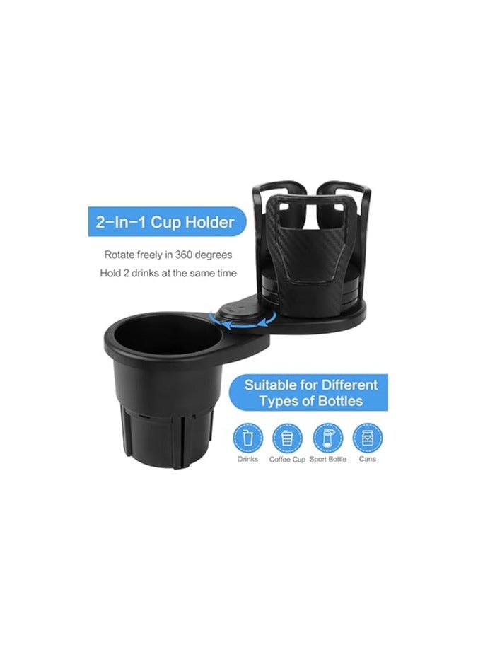 CupHolder 2-in-1 360° Rotatable Universal Car Drink Adjustable Coffee Bottle Cup Holder, Acrylic, Black - Design may vary. - Image 3