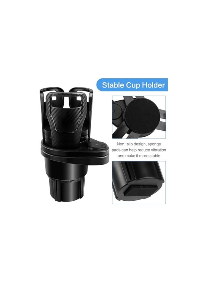 CupHolder 2-in-1 360° Rotatable Universal Car Drink Adjustable Coffee Bottle Cup Holder, Acrylic, Black - Design may vary. - Image 4