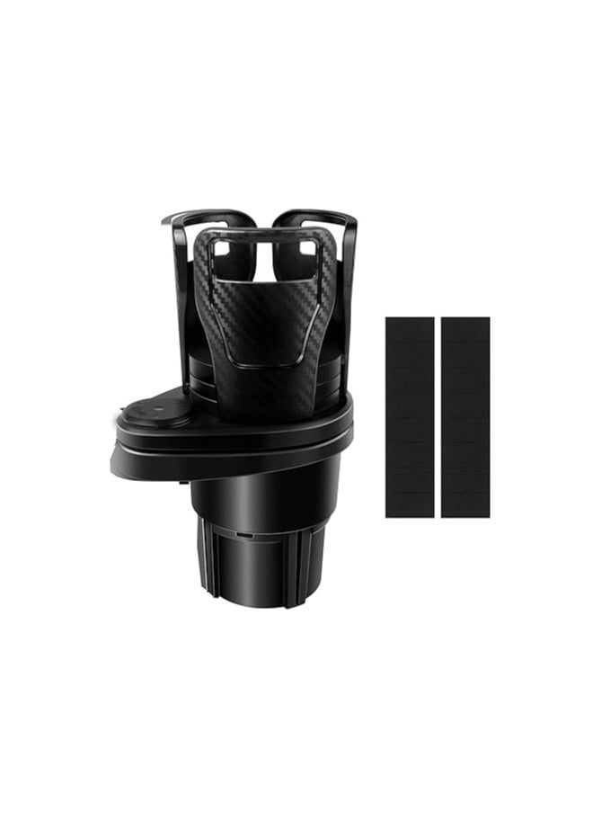 CupHolder 2-in-1 360° Rotatable Universal Car Drink Adjustable Coffee Bottle Cup Holder, Acrylic, Black - Design may vary. - Image 1