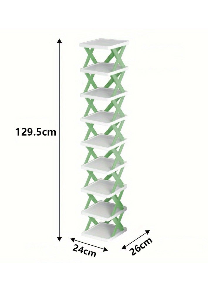 XiuWoo 9-tier shoe rack, space-saving vertical shoe rack, tall and narrow shoe rack for entryway, closet, hallway, bathroom, dormitory, plastic stackable shoe rack, easy to assemble, black and white  - Image 4
