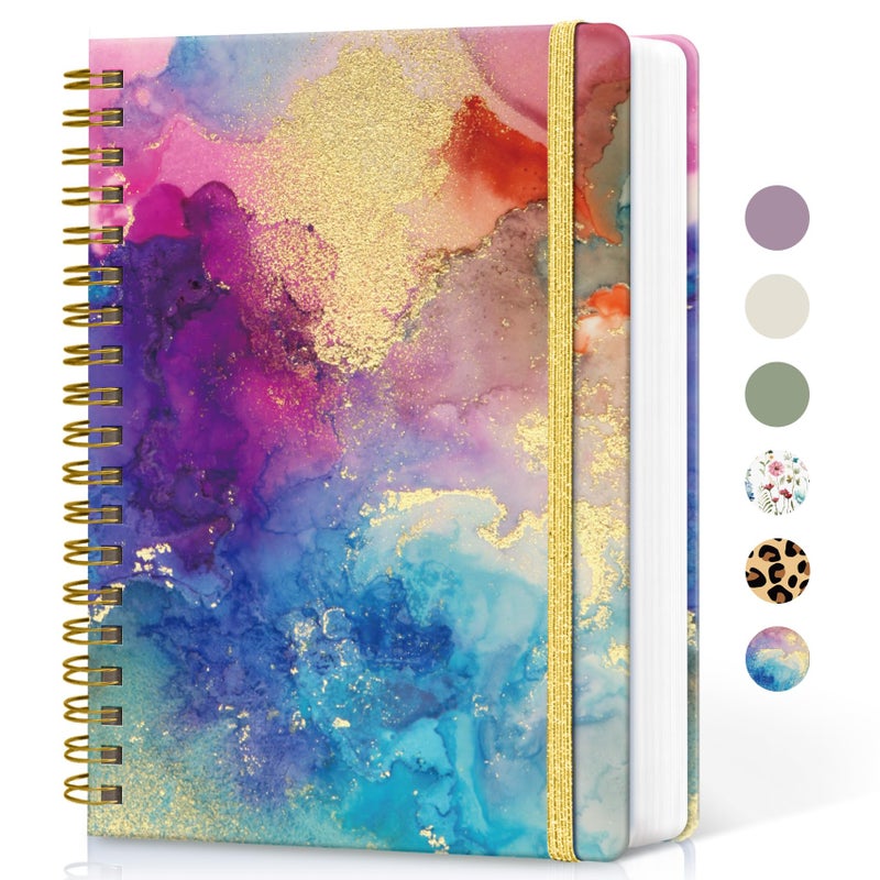 Taja Lined Spiral Notebook Journal for Work, 300 Pages Thick B5 (7.1"x10") College Ruled Journal for Women & Writing, Hardcover Notebook for Note Taking, Perfect for Office Home School, Color Splash - Image 1