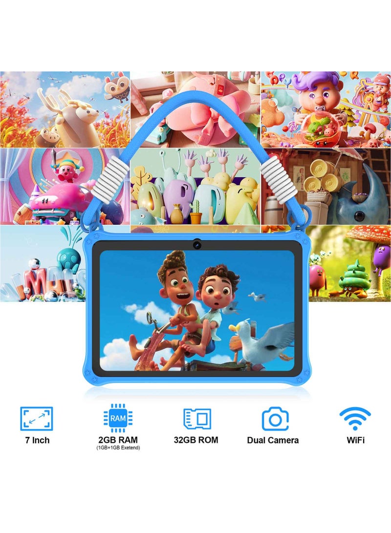 PRITOM 7 inch Android Tablet for Kids, WiFi Kids Tablet, 2GB+2GB RAM 32GB ROM Quad-Core Toddler Tablet with Shockproof Case, Bluetooth, WiFi, Parental Control, Dual Camera,  Educational Games (Blue) - Image 4