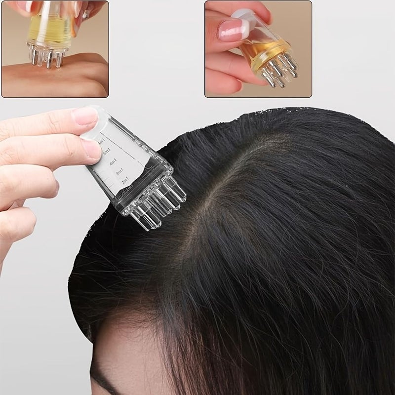 2 In 1 Scalp Massage Applicator Comb With Mini Bottle Blue - Image 4