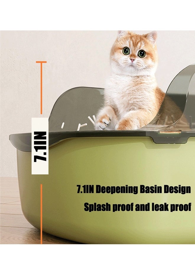 Reelyo - Semi-Enclosed Cat Litter Box with Scoop, Open Top High Sided Cat Litter Pan Absorbs Odors, Anti-Urine Leakage, Easy Cleaning, Include Scoop - Image 1