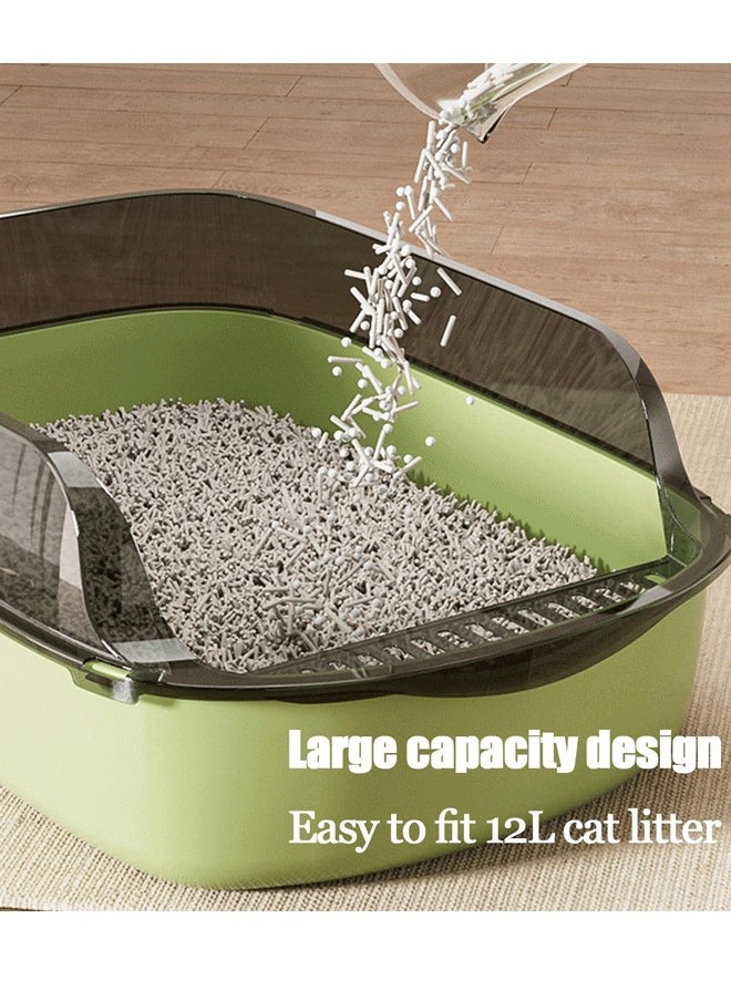 Reelyo - Semi-Enclosed Cat Litter Box with Scoop, Open Top High Sided Cat Litter Pan Absorbs Odors, Anti-Urine Leakage, Easy Cleaning, Include Scoop - Image 1