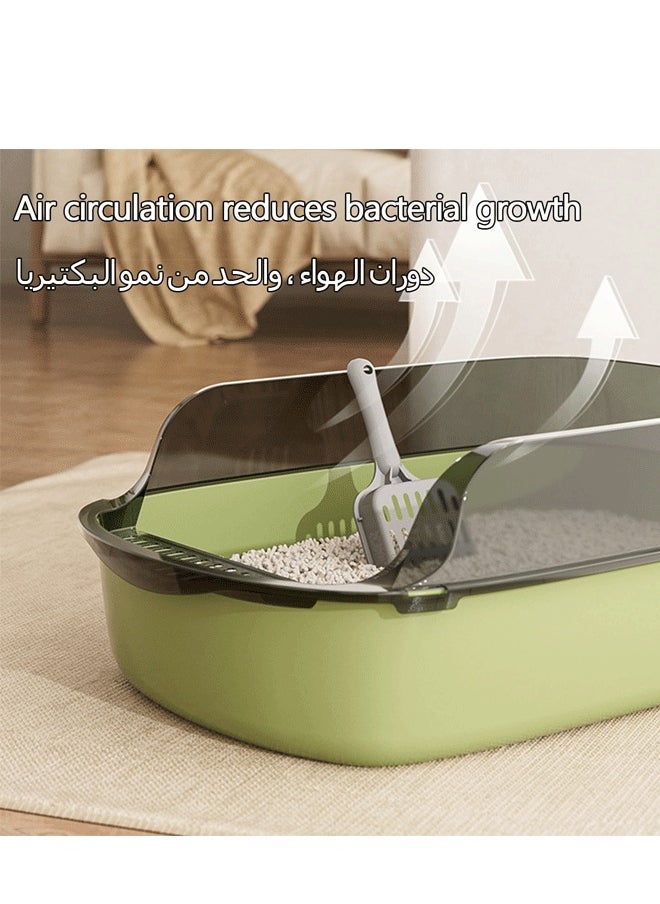 Reelyo - Semi-Enclosed Cat Litter Box with Scoop, Open Top High Sided Cat Litter Pan Absorbs Odors, Anti-Urine Leakage, Easy Cleaning, Include Scoop - Image 1