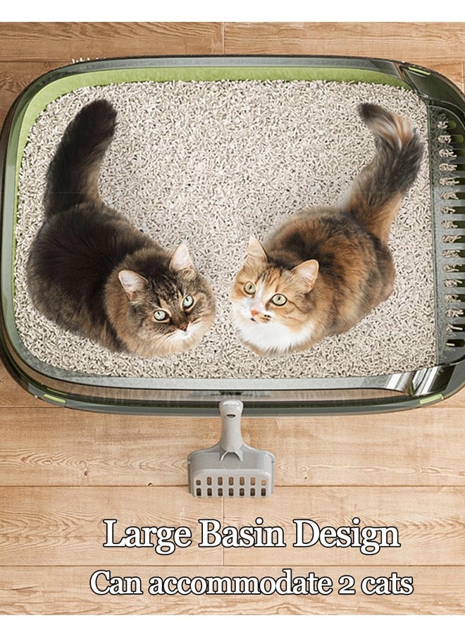 Reelyo - Semi-Enclosed Cat Litter Box with Scoop, Open Top High Sided Cat Litter Pan Absorbs Odors, Anti-Urine Leakage, Easy Cleaning, Include Scoop - Image 1