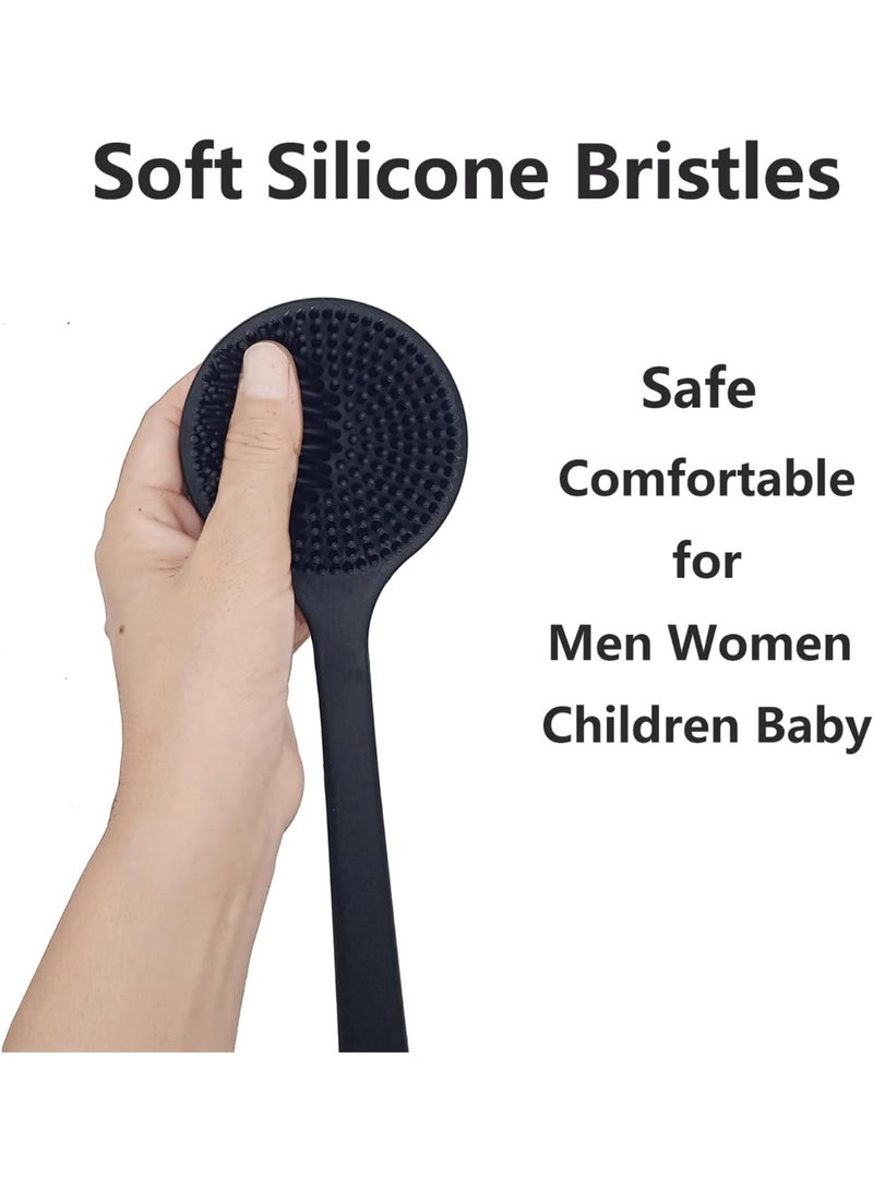 سيليكون الجسم المكرر, مقبض طويل العودة المكرر للدش, سيليكون الجسم فرشاة دش المكرر للجسم, دش سروش العودة فرشاة الجسم التقشير, أسود. - Image 4