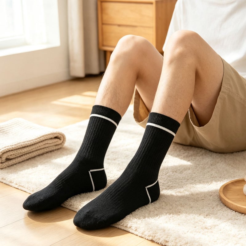 10Pairs Women Stripe Crew Socks Black White Breathable Moisture Wicking Mid Calf Casual Sports Socks for Daily Streetwear - Image 3