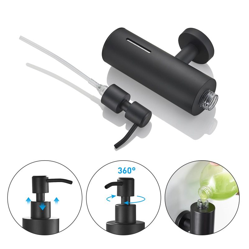 Wall Mounted Soap Dispenser: Black Stainless Steel, Space-Saving Design - Durable Rust-Resistant Construction, Easy Installation Options for Bathroom Kitchen Hotel Restaurant Cafe - Image 4
