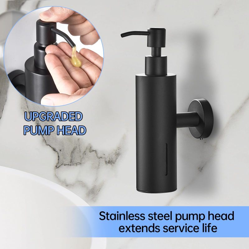 Wall Mounted Soap Dispenser: Black Stainless Steel, Space-Saving Design - Durable Rust-Resistant Construction, Easy Installation Options for Bathroom Kitchen Hotel Restaurant Cafe - Image 5