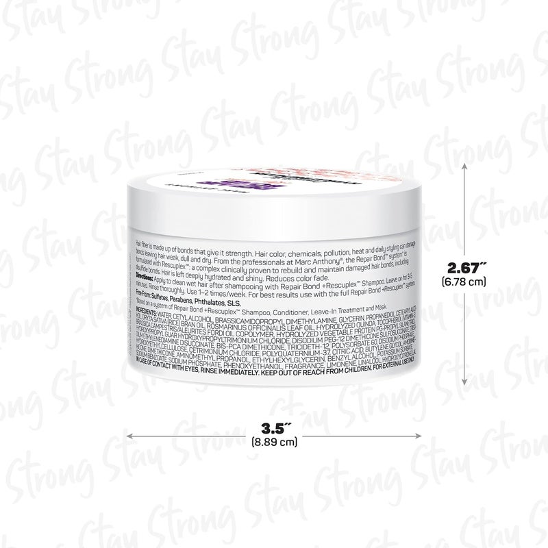 Marc Anthony Repairing Hair Mask, Repair Bond +Rescuplex - Repairs, Strengthens & Maintains Bonds within Hair - Eliminates Frizz, Flyaways & Reduce Breakage - Dry & Damaged Hair Professional Treatment - Image 2