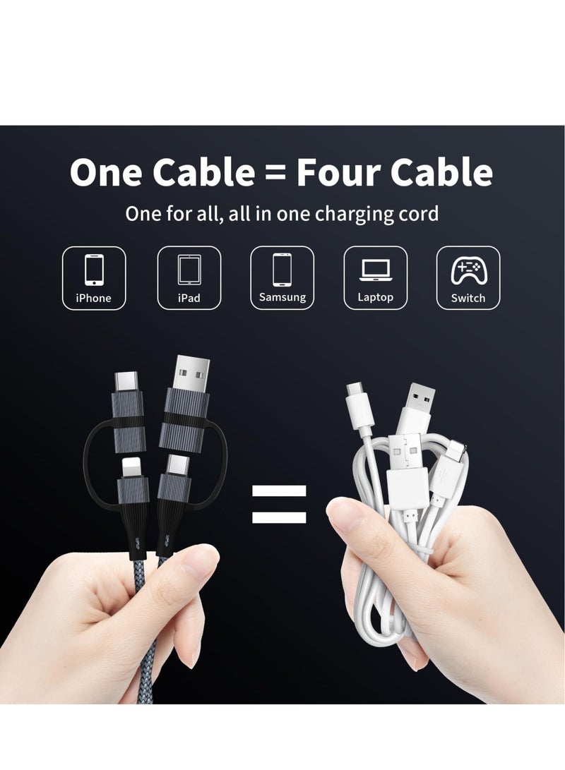 Excefore USB C Charger Cable, 60W/3A USB C to USB Adaptor With iOS/Type C/USB A Ports 4 in 1 for iPhone 15 14 13 Pro Max iPad Samsung S24 S23 Ultra Z Flip 5 Multi USB to USB C Cable, Black - Image 2