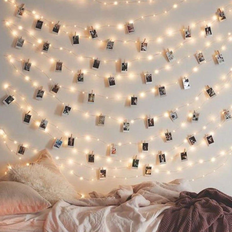 Copper Wire Fairy String Light: 10 Meters 100 LEDs - Portable Mini Size With 20 Hanging Clips Safe Durable Plastic for Home Bedroom Garden Wedding Festival Decoration - Image 5