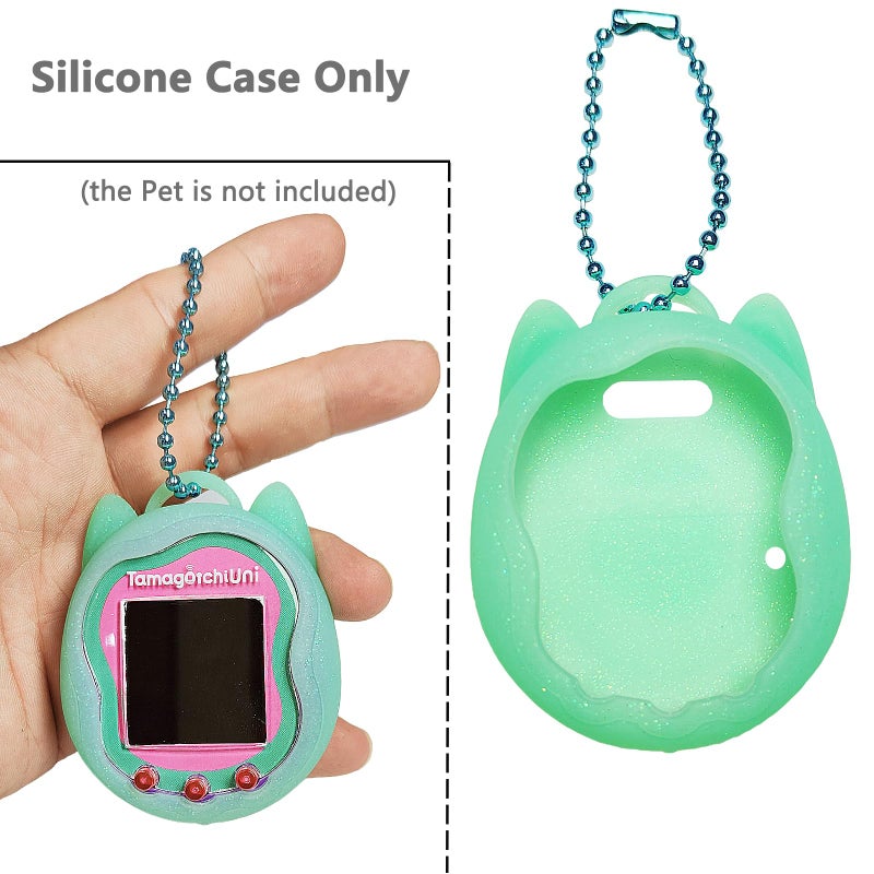 جي سي باين جراب JCHPINE من السيليكون بديل لواقي شاشة Tamagotchi Uni لملحقات الحيوانات الأليفة Tamagotchi Uni Band (جراب سيليكون وفيلم شاشة) (جراب أزرق مخضر) - Image 3