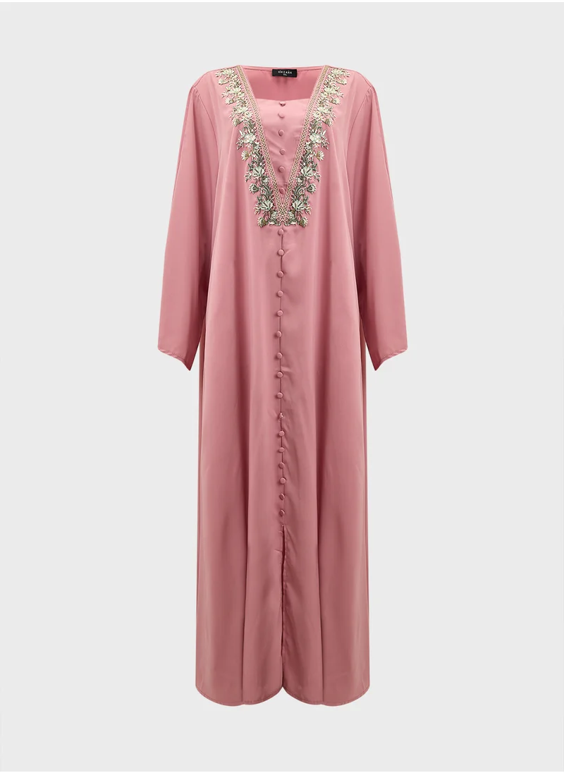 خزانة Plus Size Embroidered Jalabiya