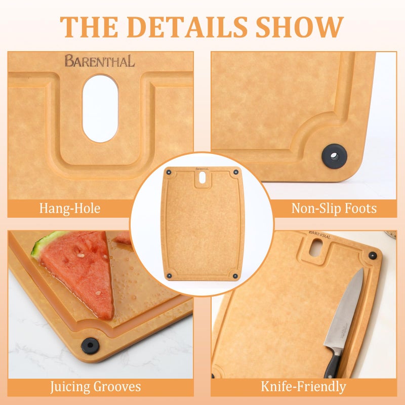 Barenthal 2PC Cutting Boards for Kitchen Dishwasher Safe Eco-Friendly Composite Cutting Board, Reversible Chopping Board with Handles & Juice Grooves, Small & Medium Cutting Board for Kitchen - Image 3