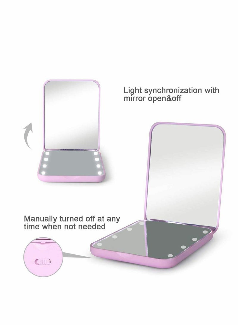 Generic Compact Mirror Magnifying Mirror with Light 1x/2x Handheld 2-Sided Magnetic Switch Fold Mirror Small Travel Makeup Mirror Pocket Mirror for Handbag Purse Gifts for Girls - Image 4