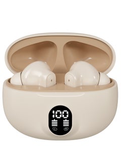 GRABIT Grabit Accessories Simplified True Wireless Earbuds, Bluetooth 5.3, 4 Hours Playtime, 12 Hours with Charging Case (Gtunes-150) (Cream/Beige)  - Image 1