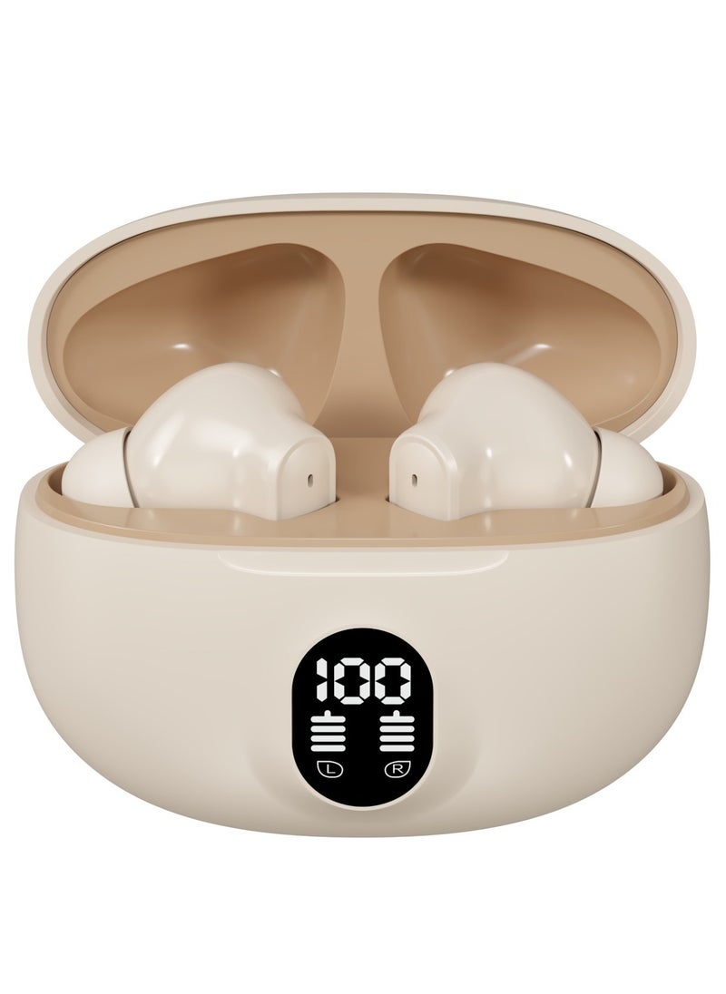 GRABIT - Grabit Accessories Simplified True Wireless Earbuds, Bluetooth 5.3, 4 Hours Playtime, 12 Hours with Charging Case (Gtunes-150) (Cream/Beige) - Image 1