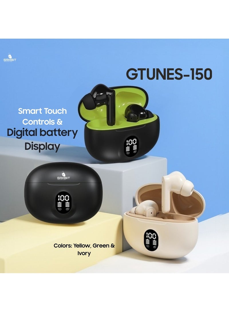 GRABIT Gtunes-150 TWS Earbuds – Bluetooth 5.3, 12H Playtime (Cream/Beige)  - Image 3
