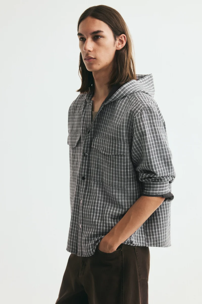 H&M  Hooded cotton overshirt for Men | Best Price UAE