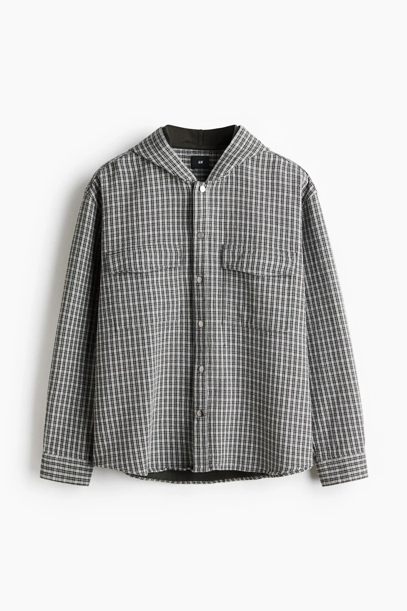 Hooded cotton overshirt